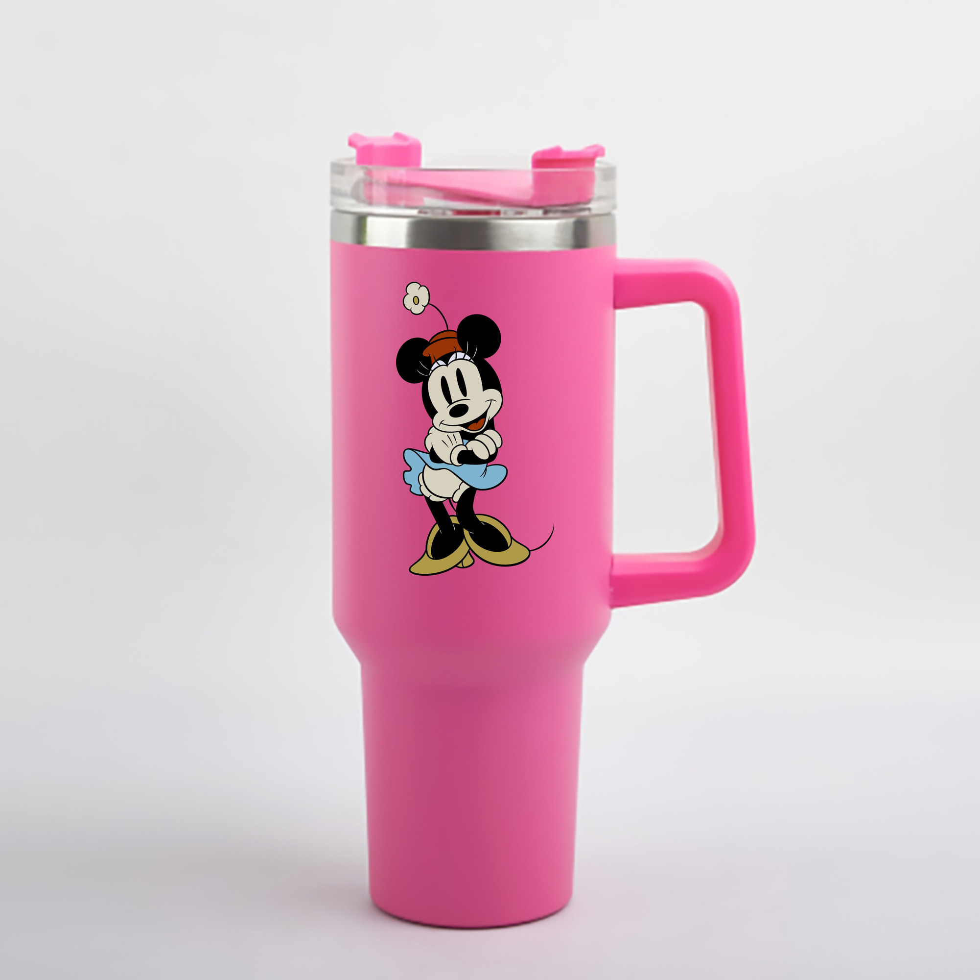 ミッキーマウス Mickey Mouse 1200mL車用タンブラー - クリスタルステッカー（プラスチックストロー付き）